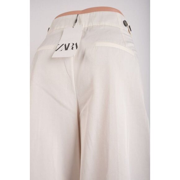 Zara Womans Pants Size M Ecru off White Wide Leg High Waist 7149/043 NWT - Picture 6 of 8